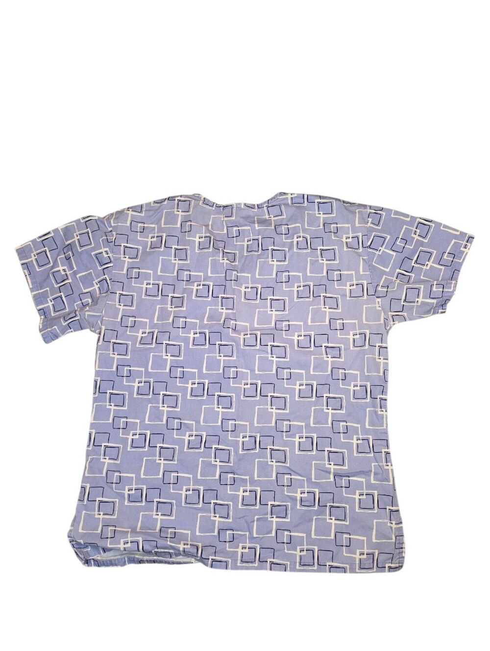 White Cross V-Life Blue Geometric Square Print Scrub Top V-Neck Size S - Picture 3 of 4